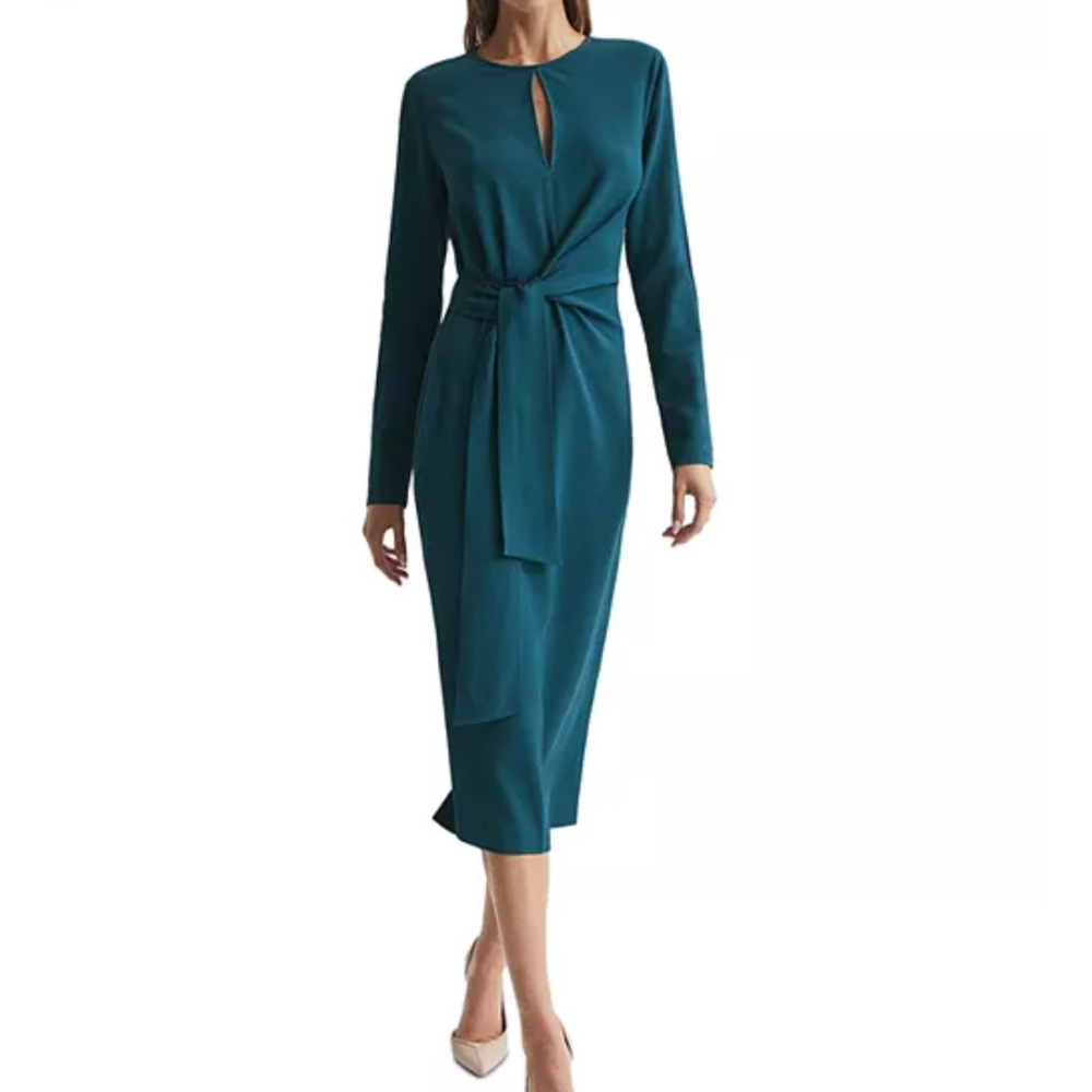 New REISS Valentina Tie Waist Midi Dress Size 2 US / 6 UK